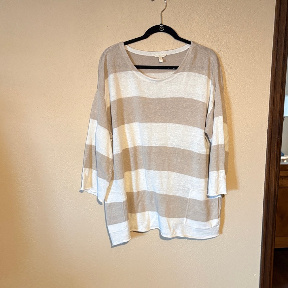 Eileen Fisher Beige and Cream Knit Top